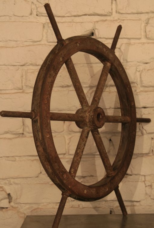 Vintage Steel and Wooden Ship’s Wheel